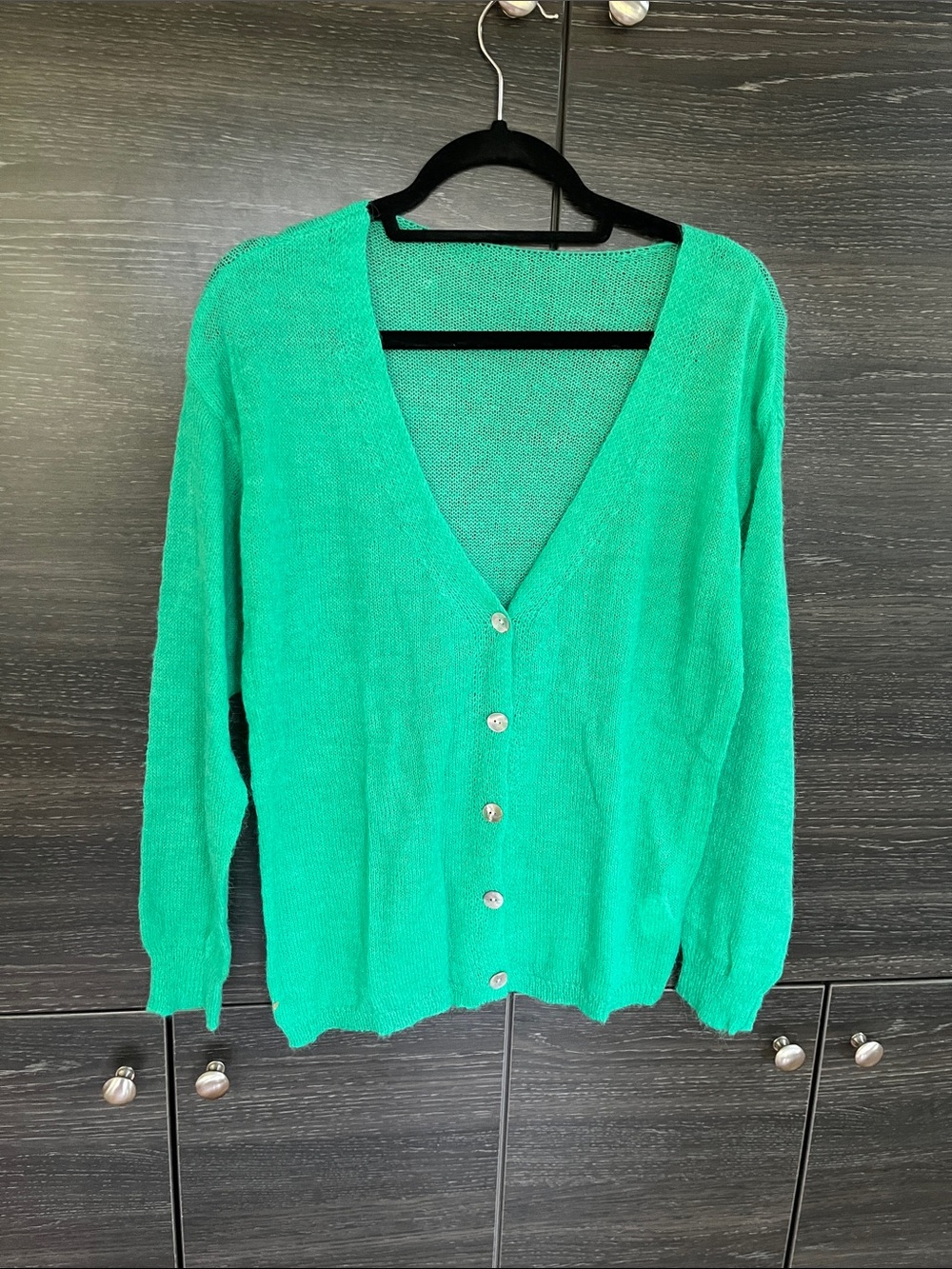NWOT Emerald Mohair Cardigan L